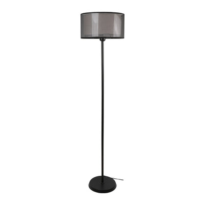 Modern Minimalist Double-Layer Cylindrical Metal Fabric 1-Light Standing Floor Lamp For Living Room