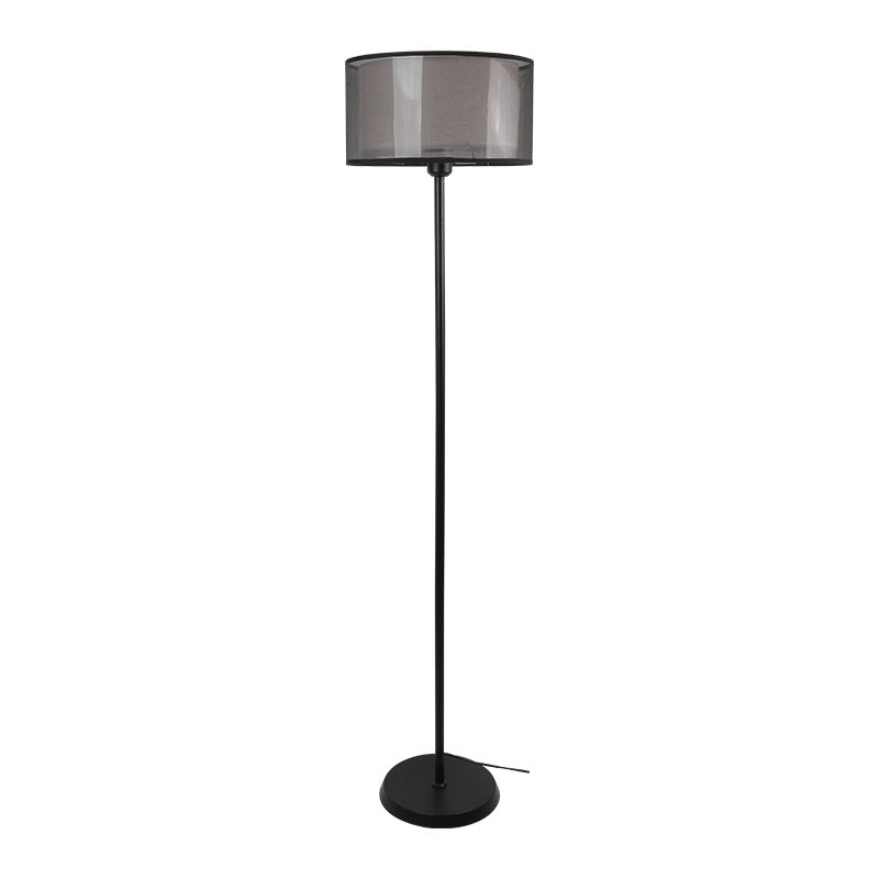 Modern Minimalist Double-Layer Cylindrical Metal Fabric 1-Light Standing Floor Lamp For Living Room