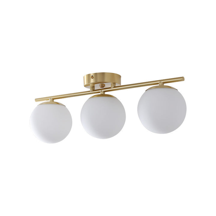 Moderne minimalistische lange kugelförmige Eisen-Glas 2/3-Licht Semi-Flush-Mount-Deckenleuchte für Flure 