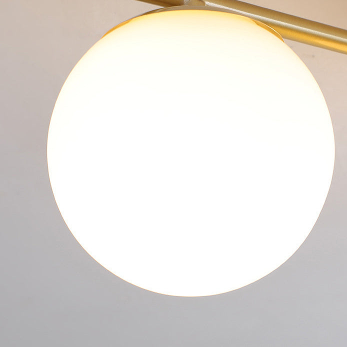 Modern Minimalist Long Ball-Shaped Iron Glass 2/3-Light Semi-Flush Mount Ceiling Light For Hallways