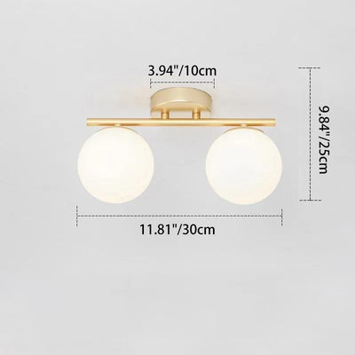 Modern Minimalist Long Ball-Shaped Iron Glass 2/3-Light Semi-Flush Mount Ceiling Light For Hallways