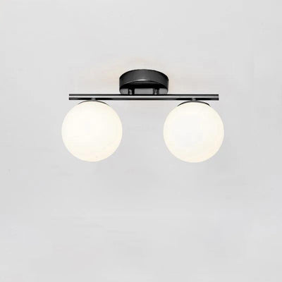 Modern Minimalist Long Ball-Shaped Iron Glass 2/3-Light Semi-Flush Mount Ceiling Light For Hallways