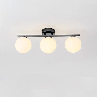 Modern Minimalist Long Ball-Shaped Iron Glass 2/3-Light Semi-Flush Mount Ceiling Light For Hallways