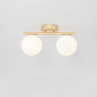 Modern Minimalist Long Ball-Shaped Iron Glass 2/3-Light Semi-Flush Mount Ceiling Light For Hallways