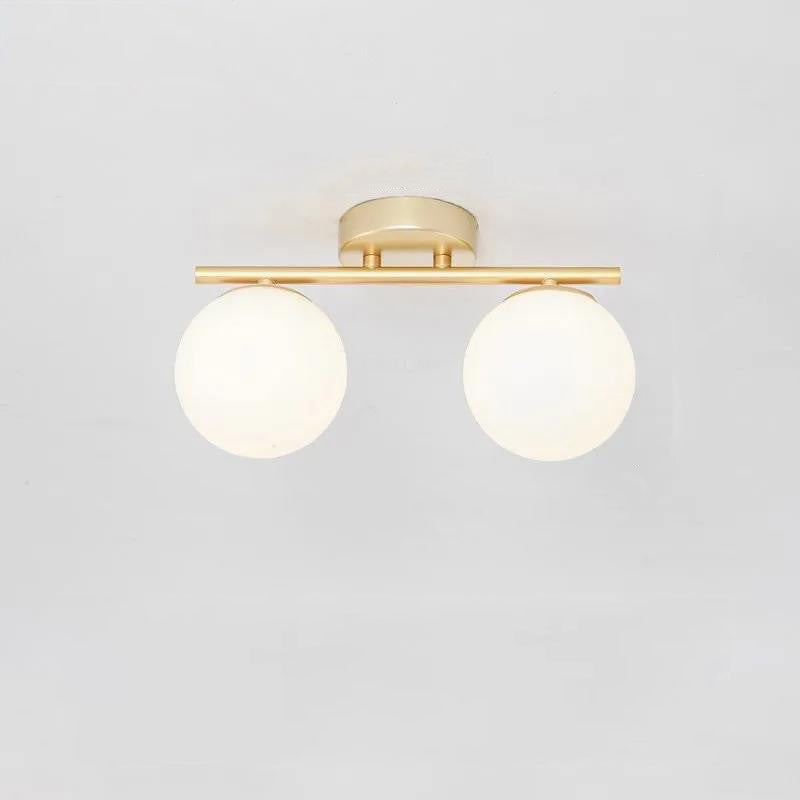 Modern Minimalist Long Ball-Shaped Iron Glass 2/3-Light Semi-Flush Mount Ceiling Light For Hallways