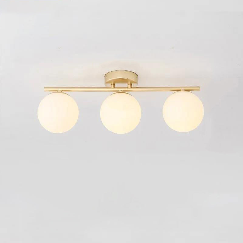 Modern Minimalist Long Ball-Shaped Iron Glass 2/3-Light Semi-Flush Mount Ceiling Light For Hallways