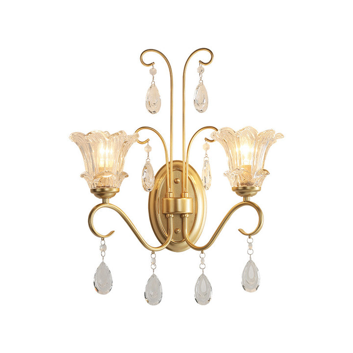 Applique murale à 2 lumières en verre cristal en forme de papillon traditionnel français pour chambre 