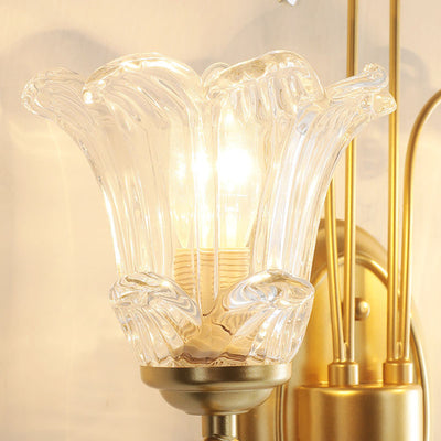Traditional French Butterfly-Shaped Iron Crystal Glass 2-Light Wall Sconce Lamp For Bedroom