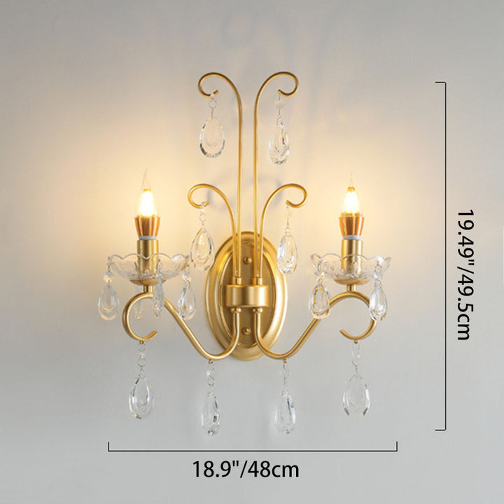 Applique murale à 2 lumières en verre cristal en forme de papillon traditionnel français pour chambre 