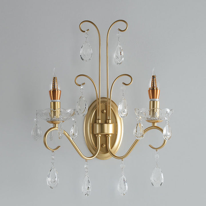 Applique murale à 2 lumières en verre cristal en forme de papillon traditionnel français pour chambre 