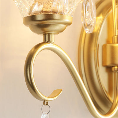Traditional French Butterfly-Shaped Iron Crystal Glass 2-Light Wall Sconce Lamp For Bedroom