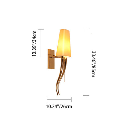 Modern Minimalist Cowl Shape Iron Fabric 1-Light Wall Sconce Lamp For Bedroom