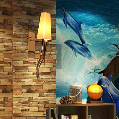 Modern Minimalist Cowl Shape Iron Fabric 1-Light Wall Sconce Lamp For Bedroom