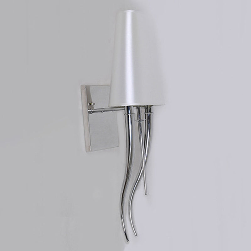 Modern Minimalist Cowl Shape Iron Fabric 1-Light Wall Sconce Lamp For Bedroom