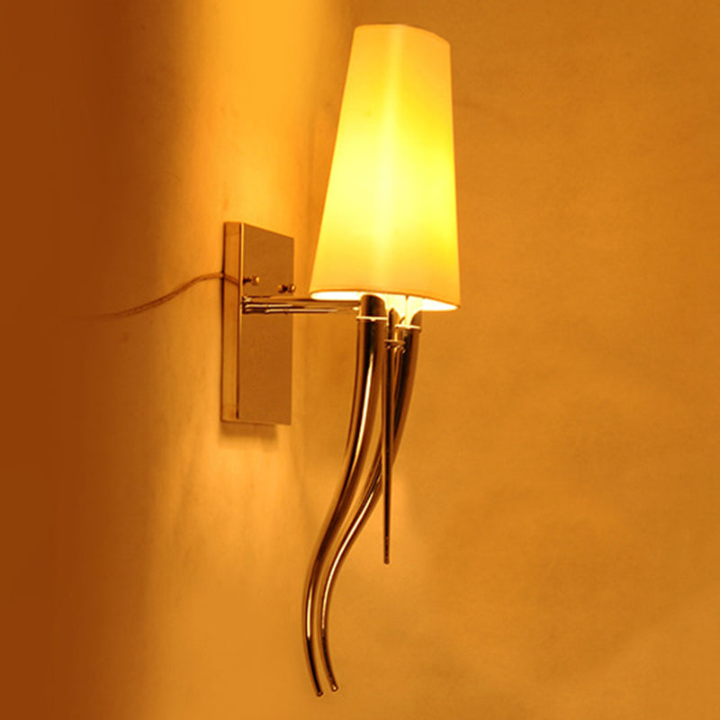 Modern Minimalist Cowl Shape Iron Fabric 1-Light Wall Sconce Lamp For Bedroom