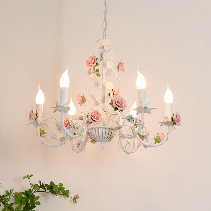 Traditioneller Vintage-Vine-Mehrfach-Blumen-Eisen-Keramik-3/6/8-Licht-Kronleuchter für das Schlafzimmer 