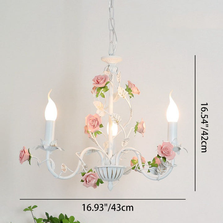 Traditioneller Vintage-Vine-Mehrfach-Blumen-Eisen-Keramik-3/6/8-Licht-Kronleuchter für das Schlafzimmer 