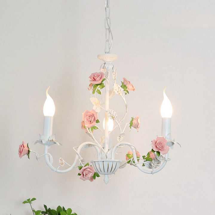 Traditioneller Vintage-Vine-Mehrfach-Blumen-Eisen-Keramik-3/6/8-Licht-Kronleuchter für das Schlafzimmer 