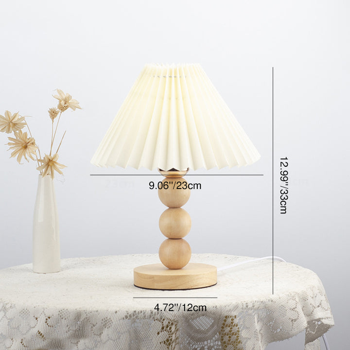 Lampe de table 1 lumière en tissu de chêne en forme de gourde plissée vintage traditionnelle pour chambre 