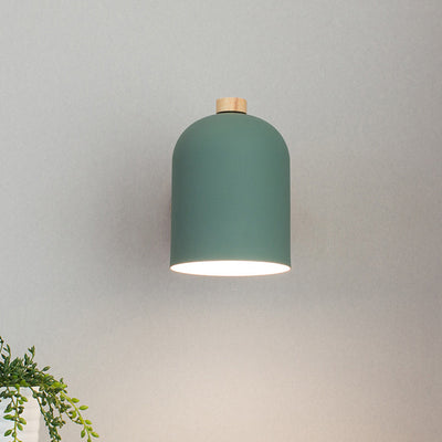 Contemporary Nordic Rotatable Cylinder Iron Solid Wood Aluminum 1-Light Wall Sconce Lamp For Bedroom