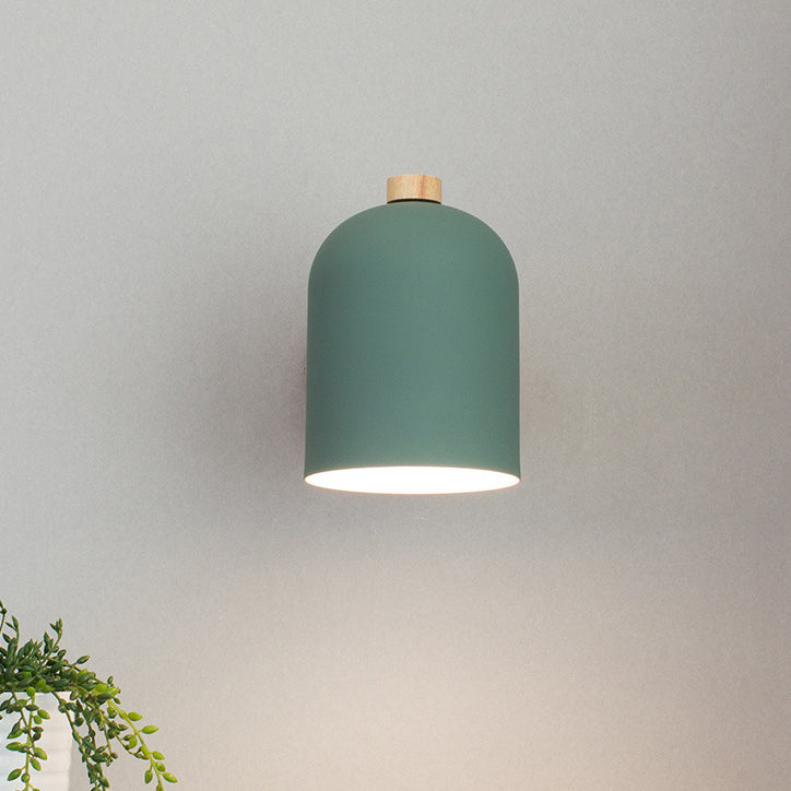 Contemporary Nordic Rotatable Cylinder Iron Solid Wood Aluminum 1-Light Wall Sconce Lamp For Bedroom
