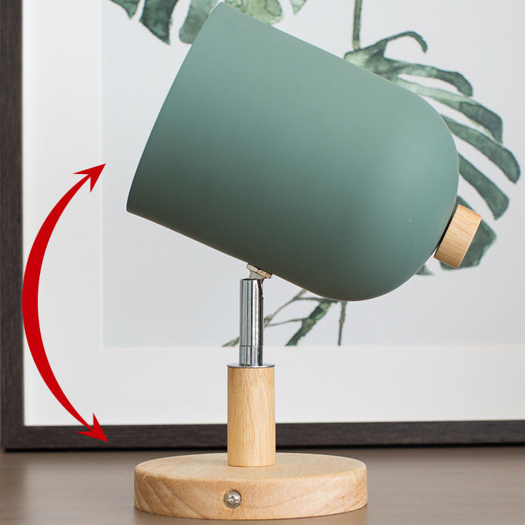 Contemporary Nordic Rotatable Cylinder Iron Solid Wood Aluminum 1-Light Wall Sconce Lamp For Bedroom