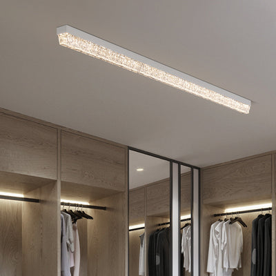 Traditional Luxury Long Ice Road Iron Acrylic LED Flush Mount Ceiling Light For Bedroom