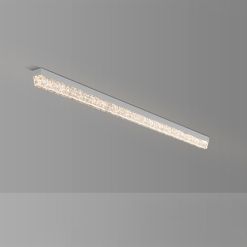 Traditional Luxury Long Ice Road Iron Acrylic LED Flush Mount Ceiling Light For Bedroom