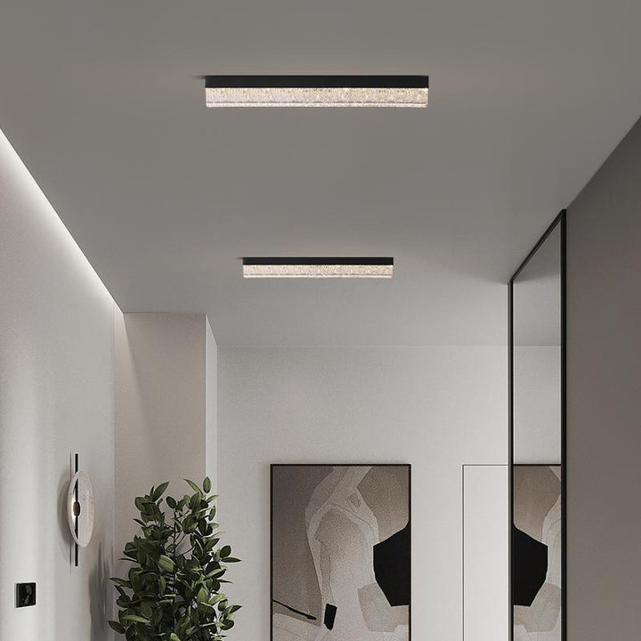 Traditional Luxury Long Ice Road Iron Acrylic LED Flush Mount Ceiling Light For Bedroom