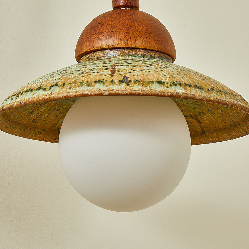 Traditional Vintage Round Ball Solid Wood Hardware Ceramic 1-Light Wall Sconce Lamp For Bedroom