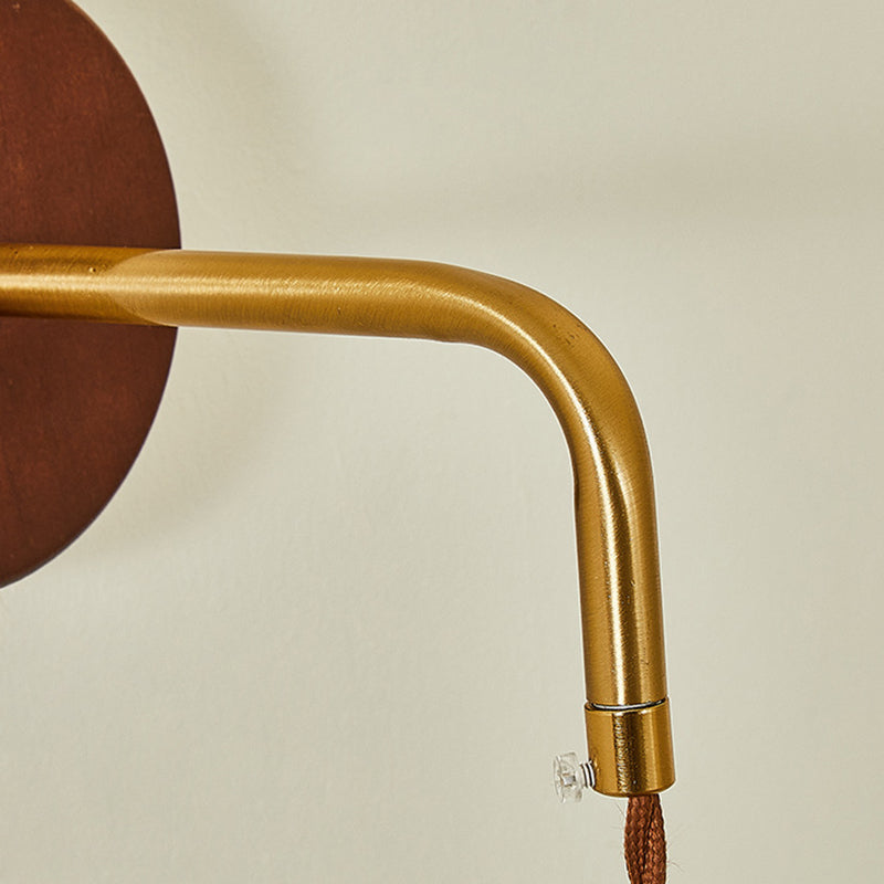 Traditional Vintage Round Ball Solid Wood Hardware Ceramic 1-Light Wall Sconce Lamp For Bedroom