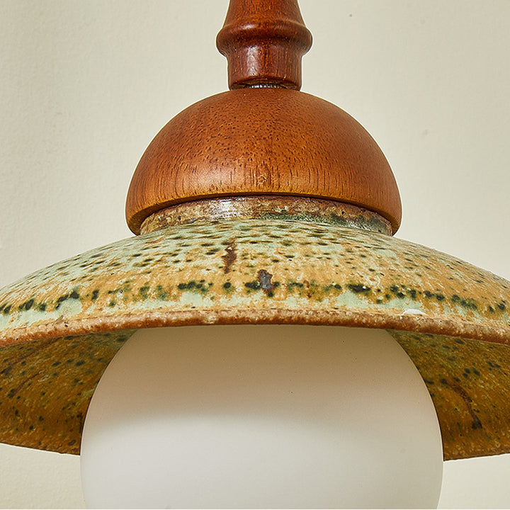 Aplique de pared de cerámica de 1 luz con bola redonda vintage tradicional de madera maciza para el dormitorio 