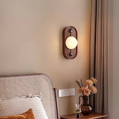 Traditional Vintage Round Striped Metal Marble LED Wall Sconce Lamp For Bedroom