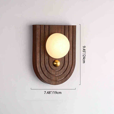 Traditional Vintage Round Striped Metal Marble LED Wall Sconce Lamp For Bedroom