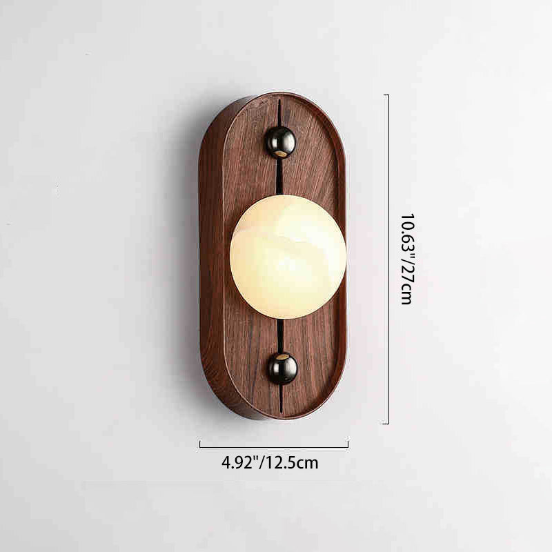 Traditional Vintage Round Striped Metal Marble LED Wall Sconce Lamp For Bedroom