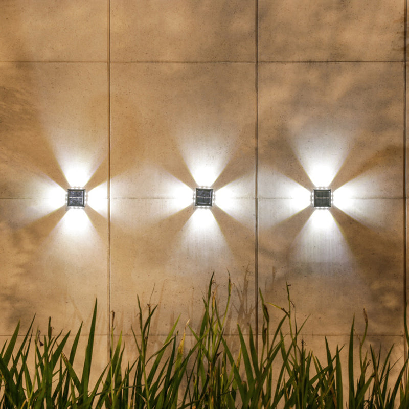 Lampe murale extérieure moderne minimaliste solaire étanche carrée en ABS PS LED pour jardin 