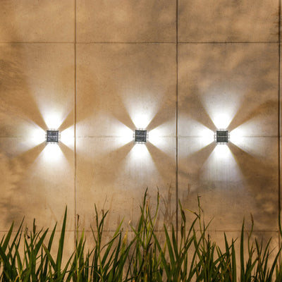 Modern Minimalist Solar Waterproof Square ABS PS LED Outdoor Wall Sconce Lamp For Garden