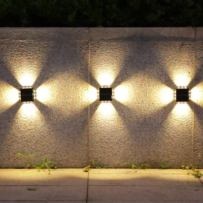Modern Minimalist Solar Waterproof Square ABS PS LED Outdoor Wall Sconce Lamp For Garden