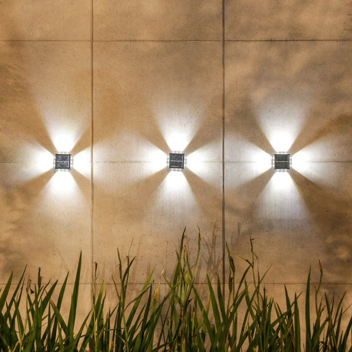 Lampe murale extérieure moderne minimaliste solaire étanche carrée en ABS PS LED pour jardin 
