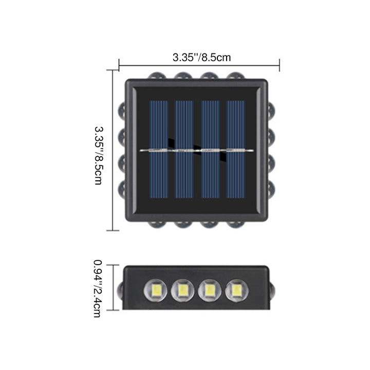 Lampe murale extérieure moderne minimaliste solaire étanche carrée en ABS PS LED pour jardin 