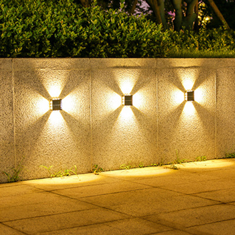 Modern Minimalist Solar Waterproof Square ABS PS LED Outdoor Wall Sconce Lamp For Garden