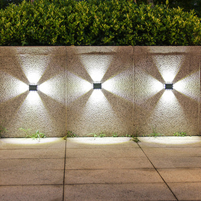 Modern Minimalist Solar Waterproof Square ABS PS LED Outdoor Wall Sconce Lamp For Garden