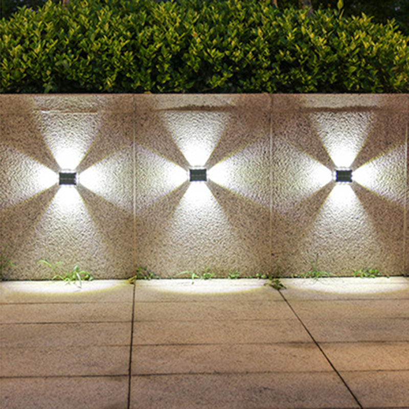 Modern Minimalist Solar Waterproof Square ABS PS LED Outdoor Wall Sconce Lamp For Garden