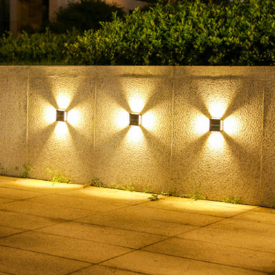 Modern Minimalist Solar Waterproof Square ABS PS LED Outdoor Wall Sconce Lamp For Garden