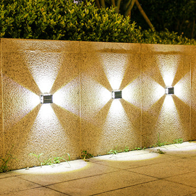 Modern Minimalist Solar Waterproof Square ABS PS LED Outdoor Wall Sconce Lamp For Garden