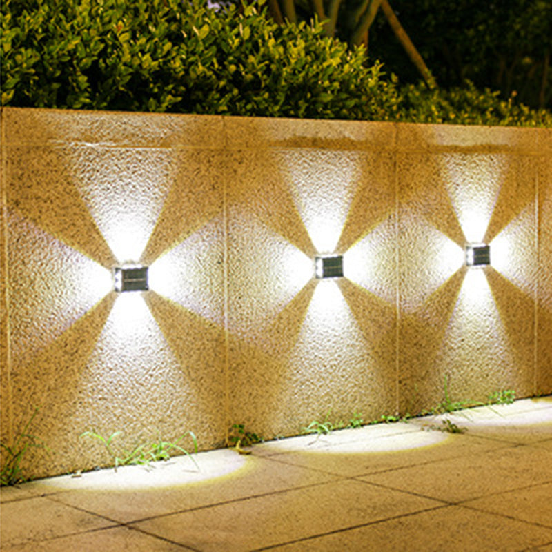 Modern Minimalist Solar Waterproof Square ABS PS LED Outdoor Wall Sconce Lamp For Garden