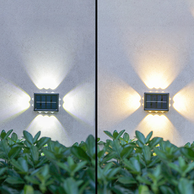 Modern Minimalist Solar Waterproof Square ABS PS LED Outdoor Wall Sconce Lamp For Garden