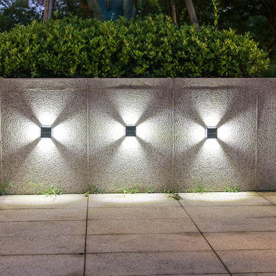 Modern Minimalist Solar Waterproof Square ABS PS LED Outdoor Wall Sconce Lamp For Garden