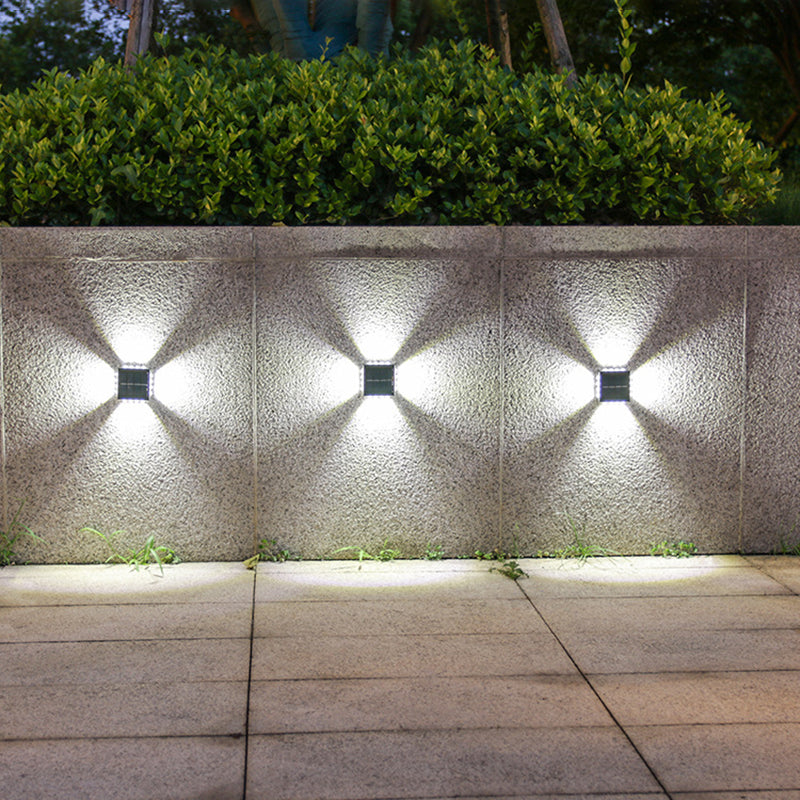 Modern Minimalist Solar Waterproof Square ABS PS LED Outdoor Wall Sconce Lamp For Garden
