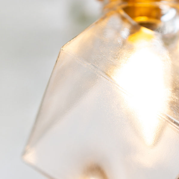 Luminaire suspendu moderne minimaliste carré en métal et verre cuivre à 1 lumière pour le salon 